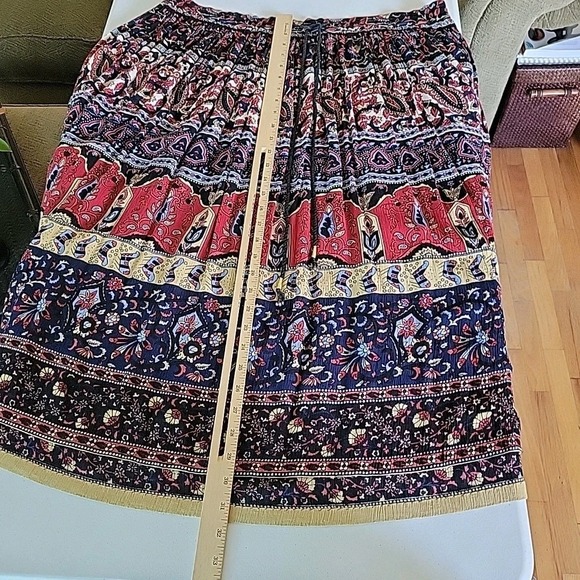 Vintage Sag Harbor Midi Skirt Small Drawstring Waist Boho Hippie Peasant Travel - Picture 7 of 9